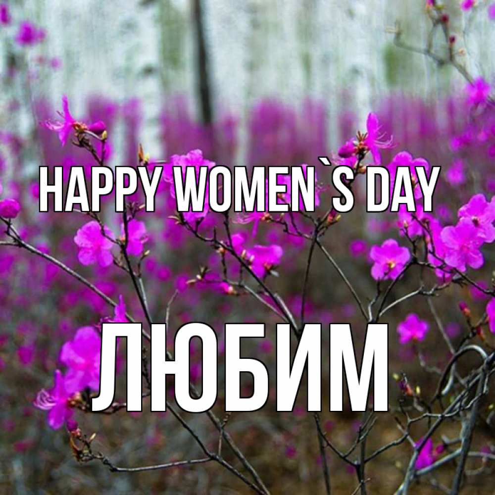 Greetings card с именем, Любим happy women`s day дикие цветы Greetings with text for free download 